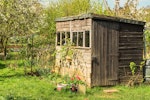 Potting shed at a plot of an allotment.