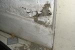 Example image of paint blistering caused by rising damp