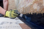 The new plaster will be protected by Drybase Liquid-Applied DPM at the floor-wall junction