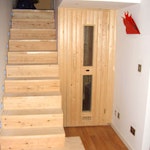 Stairs and sauna after cellar conversion