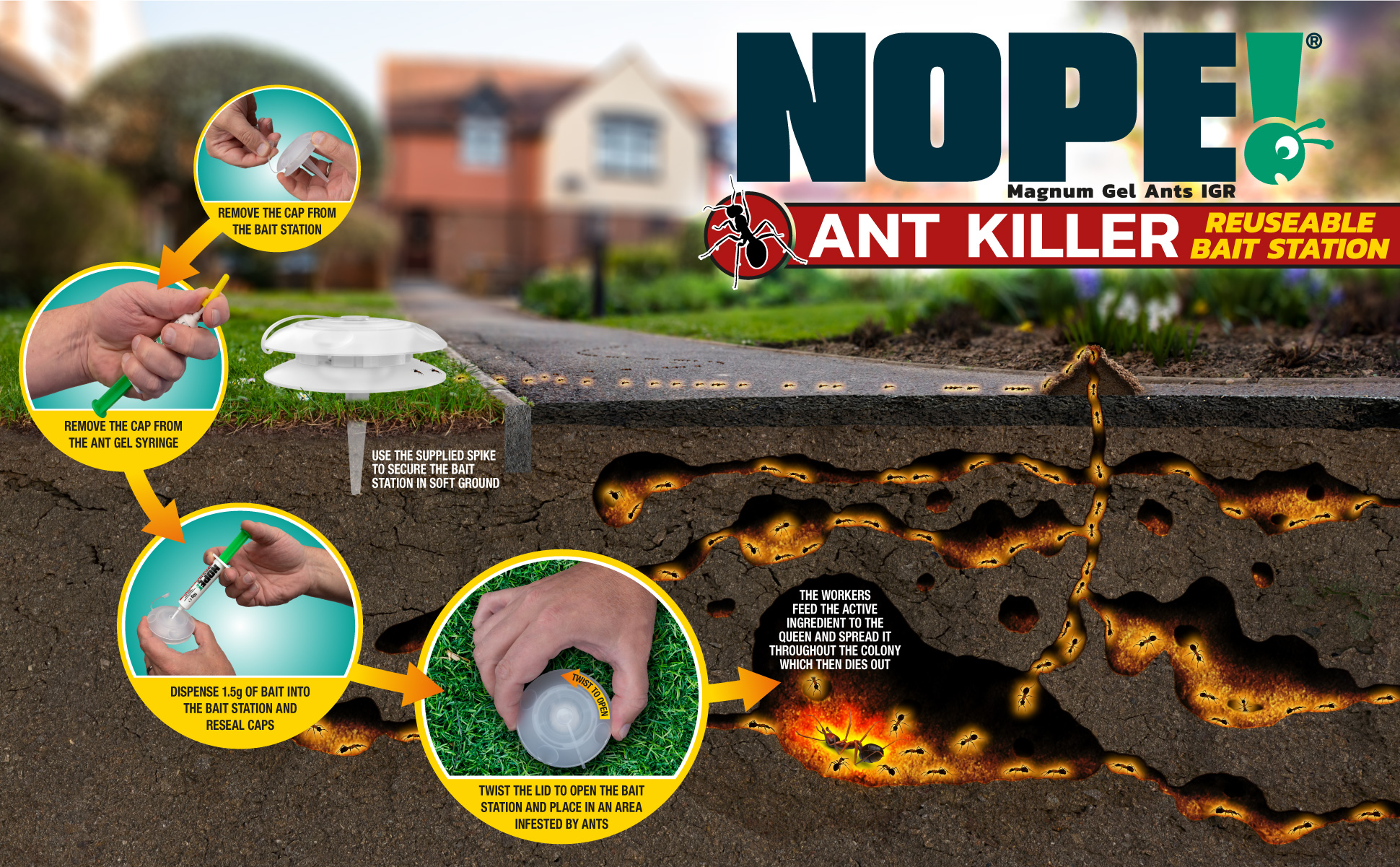 Out Now NOPE! Reusable Ant Killer Bait Stations & Baited Ant Gel