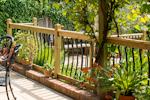 A picturesque Garden on a sunny day with decking