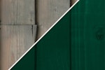 Fir-Green Roxil Coloured Wood Preserver vs-Sun-Damaged unprotected wood