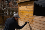 Roxil Wood Scrub Gel Application on a shed
