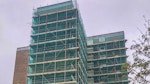 Block of flats with scaffolding ready for Stormdry application